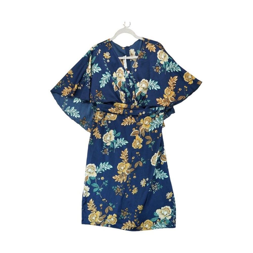 NWT JJs House Sheath/Column V-Neck Knee-Length Satin Cocktail Dress Pleated XXL